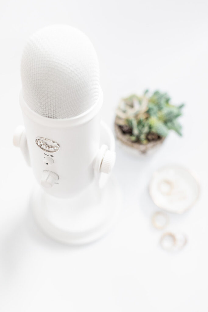 a white podcasting mic for amplifying your personal brand presence