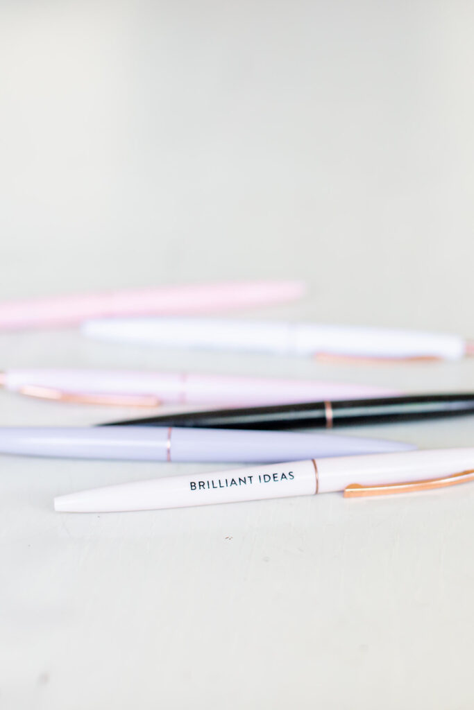 colorful pens that say brilliant ideas